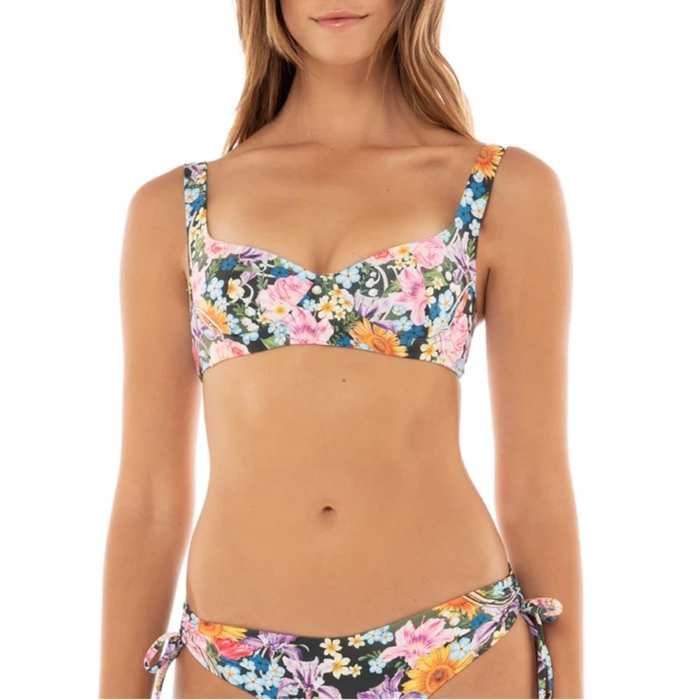 NWT AGUA BENDITA Balena Dreamin Bikini Top In Pink Floral Multi Sz S - Picture 5 of 12